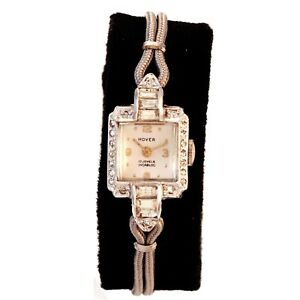 【貨物輸送無料】ウオッチ ヴィンテージウーマンズラインストーンウォッチインカブロックムーブメントvintage womans rhinestone watch ca1940s  17 jewels incabloc movement