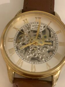 【送料無料】腕時計　スケルトンrotary skeleton automatic watch