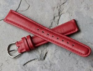 【送料無料】腕時計　パッドステッチボールドレッドカラーレザーヴィンテージストラップpadded amp; stitched bold red color genuine leather 16mm vintage watch strap 1960s