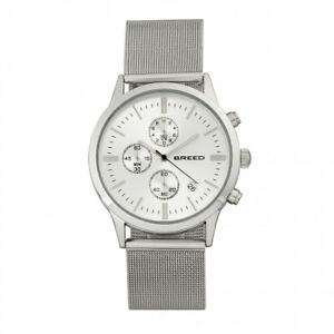 【貨物輸送無料】ウォッチ エスピノサメンズクロノグラフシルバーメッシュブレスレットウォッチbreed espinosa mens chronograph silver mesh bracelet watch w date 7601