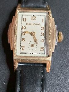 【貨物輸送無料】ウォッチ ヴィンテージメンズデコブローバツートーンヒンジドケースサービスランニングvintage mens deco bulova 15j 10ae two tone 10k  gf hinged case serviced running