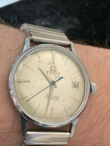 【送料無料】腕時計　ヘンツスイスソルビルティタスマティッチペンタスターgents 1960s swiss solvil et titus matic pentastar automatic eta 2472 date watch｜hokushin