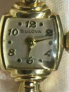【送料無料】腕時計 イエローゴールドレディースジュエルブローバウォッチ14k yellow gold ladies 1940’s 21 jewel bulova watch
