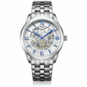【貨物輸送無料】ウオッチ ロータリーメンズシルバーストラップキネティックスケルトンウォッチゲンツrotary mens silver strap automatic kinetic skeleton watch gents gb0309553