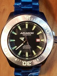 【貨物輸送無料】ウオッチ ????ブニブアラゴンドベマスターブレスレット????????bnib aragon a057blk dvemaster nh35 with bracelet 50粍????