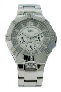 【貨物輸送無料】ウオッチ スチールラウンドデークリアストーンズアナログウォッチguess steel w12080l1 womens round day date clear stones analog watch
