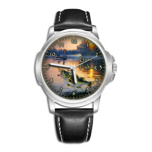 【送料無料】腕時計　ゴーンメンズクリスマスベストgone fishing angler fisherman mens wrist watch gift christmas best gift engraved