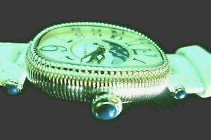 【貨物輸送無料】ウォッチ ジュディスリプカフェイズステインスチールウォッチホワイトレザーウォッチボックスjudith ripka  moon phase stainsteel watch white leather watch gift box nwt
