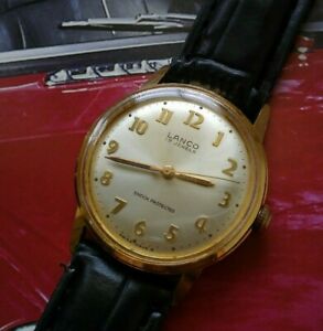 【貨物輸送無料】ウォッチ メンズジュエルスイスメイド1960s mens lanco 17 jewels swiss made wind up wrist watch