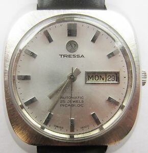 【貨物輸送無料】ウォッチ トレッササービス1970s gents ss tressa automatic 25j eta 2788 day date watch serviced warranty
