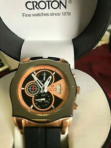 【貨物輸送無料】ウォッチ クロトンクロノマスタークォーツメンウォッチcroton chronomaster  インチ a box and papers  date  quartz men watches