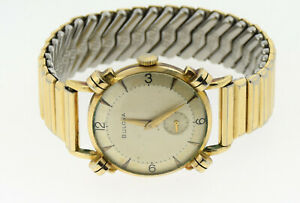 【送料無料】腕時計　ヴィンテージメンズブローバマニュアルロールゴールドプレートファンシーラグvintage mens bulova manual wind watch 10k rolled gold plate fancy lugs 1950｜hokushin