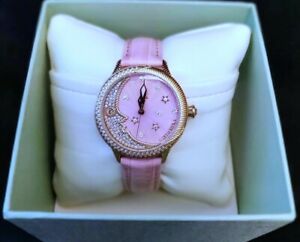 【送料無料】腕時計 ジュディスリプカパヴェムーンウォッチピンクレザーストラップペンjudith ripka pave cz moon watch with pink leather strap adorable nib|hokushin