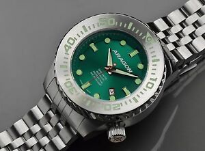 【送料無料】腕時計　アラゴンダイブマスターaragon a254grn divemaster evo automatic 50mm｜hokushin
