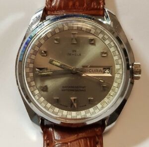 【貨物輸送無料】ウォッチ ヴィンテージシキュラブライトリングオートマチックアルジェントリリビジョンナートwatch vintage 70s sicura breitling automatico argento revisionato 39粍