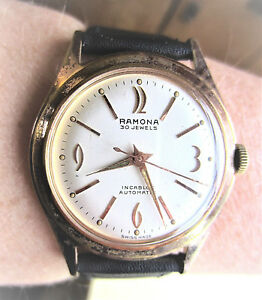 【貨物輸送無料】ウォッチ スイスメッキラモナフェルサウォッチプロフェッスサービス1950s swiss gold plated ramona 30j automatic felsa 1560 movt watch prof service