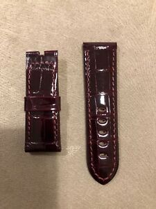 【送料無料】腕時計 ダークブラウンクロコダイルウォッチストラップgenuine  panerai   dark brown  crocodile   watch strap 24x22 mm