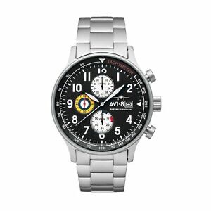 【送料無料】腕時計　ホーカーハリケーンクロノグラフスチールブレスレットavi8 av401122 hawker hurricane chronograph steel bracelet wristwatch｜hokushin 38,987円