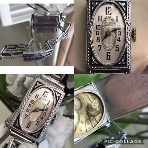 【送料無料】腕時計　レディースアールデコエナメルブローバウォッチ1927 ladies art deco enamel bulova watch ~ runs