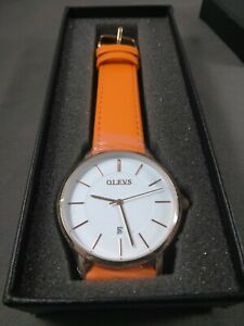 【貨物輸送無料】ウオッチ オレンジ色olevs wrist watch orange
