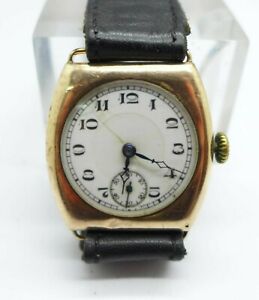【送料無料】腕時計　ゴールドトレンチウォッチスイス9ct gold trench watch 15 jewels swiss made 47,880円