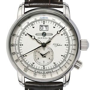【送料無料】腕時計　ツェッペリンツェッペリンシルバースチールデュアルタイムzeppelin 76401 100 jahre zeppelin silber stahl 42 mm dualtime grossdatum neu｜hokushin