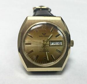 【送料無料】腕時計　ヴィンテージウォルサムセルフワインディングスイスメイドジュエルレザーウォッチvintage 1970s waltham selfwinding swiss made 17 jewel automatic leather watch｜hokushin