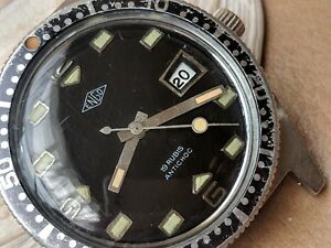 【送料無料】腕時計　ヴィンテージダイバーウォームパティナフェードベゼルケースロルサランvintage engo diver wwarm patina,faded bezel,all ss case,lorsa p75 mvmt,runs｜hokushin 47,388円