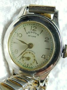 【貨物輸送無料】ウオッチ ジェノバ晴れ晴れしいスイス連邦genova deluxe antimagnetic wristwatch swiss made 523