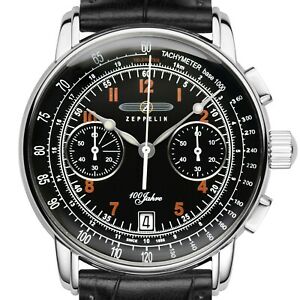 【貨物輸送無料】ウオッチ ツェッペリンツェッペリンクロノグラフブラックステンレスzeppelin 76742 100 jahre zeppelin chronograph schwarz edelstahl 42 粍 datum neu
