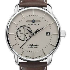 【貨物輸送無料】ウォッチ ツェッペリンベージュzeppelin 84705 atlantic automatic 24hanzeige beige stahl 41 粍 date leder neu 男女兼用腕時計-腕時計
