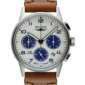 【貨物輸送無料】ウオッチ アイアンアニーフリーガークロノグラフベージュiron annie 53725 g38 d2500 fliegerchronograph stahl beige 42 粍 datum lederb