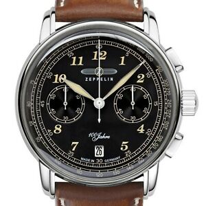 【送料無料】腕時計　ツェッペリンツェッペリンクロノグラフブラックステンレスzeppelin 76743 100 jahre zeppelin chronograph schwarz edelstahl 42 mm datum neu 59,880円