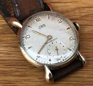 【貨物輸送無料】ウオッチ ウノゴールドゲンツ1950’s uno 9コンピュータ断層撮影法 gold gents wrist watch インチ dennison case