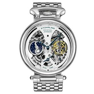 【貨物輸送無料】ウオッチ スチュリングメンズシルバーウォッチステンレスプッシュクラスプstuhrling mens 4003 automatic 46粍 silver watch stainless push deployant clasp