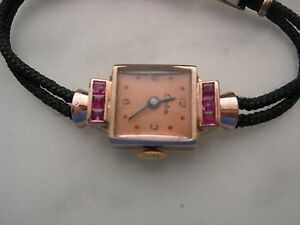 【貨物輸送無料】ウオッチ ヴィンテージローズゴールドルビーレディースマニュアルvintage 14k rose gold and ruby ladies manual wind watch