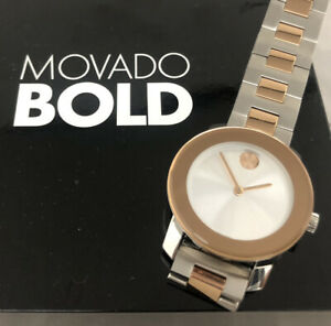 【送料無料】腕時計　オーセンティックモバドボールドレディースローズゴールドnos authentic movado bold ladies ss amp; rose gold wristwatch mb013146295