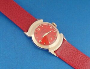 【送料無料】腕時計　サービスエルギンナイトレアピンクローズクリスタ*serviced amp; warranty*m elgin 1952 *red* knight*rarepinkrose gf*coned crysta｜hokushin