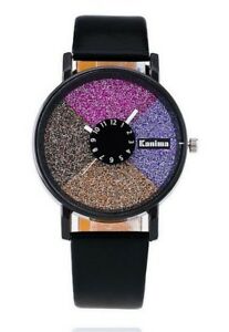 【送料無料】腕時計　モントールブレスレットノワールオリジナルパリエットドペイレットmontre bracelet noir incrustees de paillettes multicolores, original