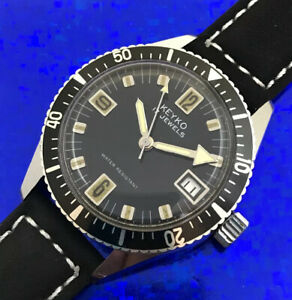 【貨物輸送無料】ウオッチ ヴィンテージスイスメイドダイバーメンズサービスexquisite vintage swiss made keyko diver mens wristwatch serviced w warranty 腕時計-男女兼用腕時計