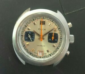 【貨物輸送無料】ウオッチ オロロジョクロノヴィンテージヴァルジューアッシオイノックスカッサorologio crono vintage elix   valjoux 7734  cassa インチ acciaio inox 39 粍