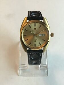 【貨物輸送無料】ウオッチ ヴィンテージティソシースターデイデイデートメンズゴールドメッキストラップvintage tissot seastar automatic daydate mens gold plated watch on strap