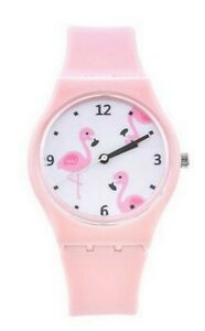 【送料無料】腕時計　モントールブレスレットローズモチーフフラムランドローズジューンフィレmontre bracelet rose motif flamand rose pour jeune fille