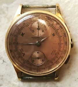 【貨物輸送無料】ウォッチ ヴィンテージソリッドゴールドクロノグラフスイスヴィーナスvintage 18k solid gold chronograph suisse venus 170 17j