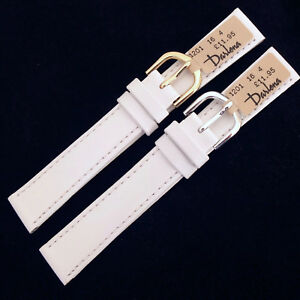 【送料無料】腕時計　ダーレナクラシックホワイトカーフレザーウォッチストラップ16mm darlena classic 1201 white calf leather watch strap gold or silver