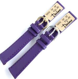 【送料無料】腕時計　ダーレナクラシックカーフレザーウォッチストラップ14mm darlena 1201 purple classic calf leather watch strap gold or silver
