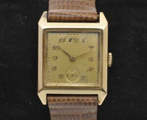 【送料無料】腕時計　ヴィンテージソリッドゴールドウォッチvintage 19301936 rectangular mans 18k solid gold watch, good working order