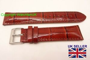【送料無料】腕時計　ブラウンレザーウォッチストラップクロコダイルサイズbrown leather watch strap crocodile finish 18mm to 24mm sizes 73