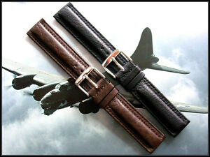 【送料無料】腕時計　ブラウンボンバーパイロットダブルステッチミリタリークロノウォッチストラップ18m brown bomber pilot double stitch raf military chrono watchstrap iw suisse 20