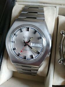 【貨物輸送無料】ウオッチ ヴィンテージアラームサービスvintage rare swiss emperor automatic alarm day and date watch excellent serviced